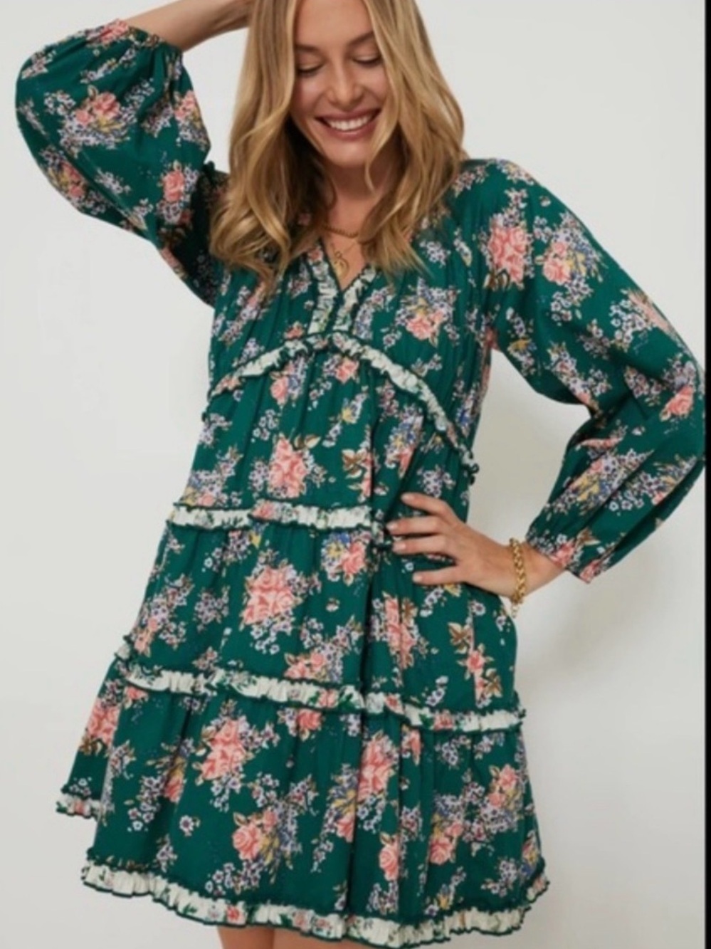 HYACINTH HOUSE • Tuckernuck Crawford dress - green floral - XS